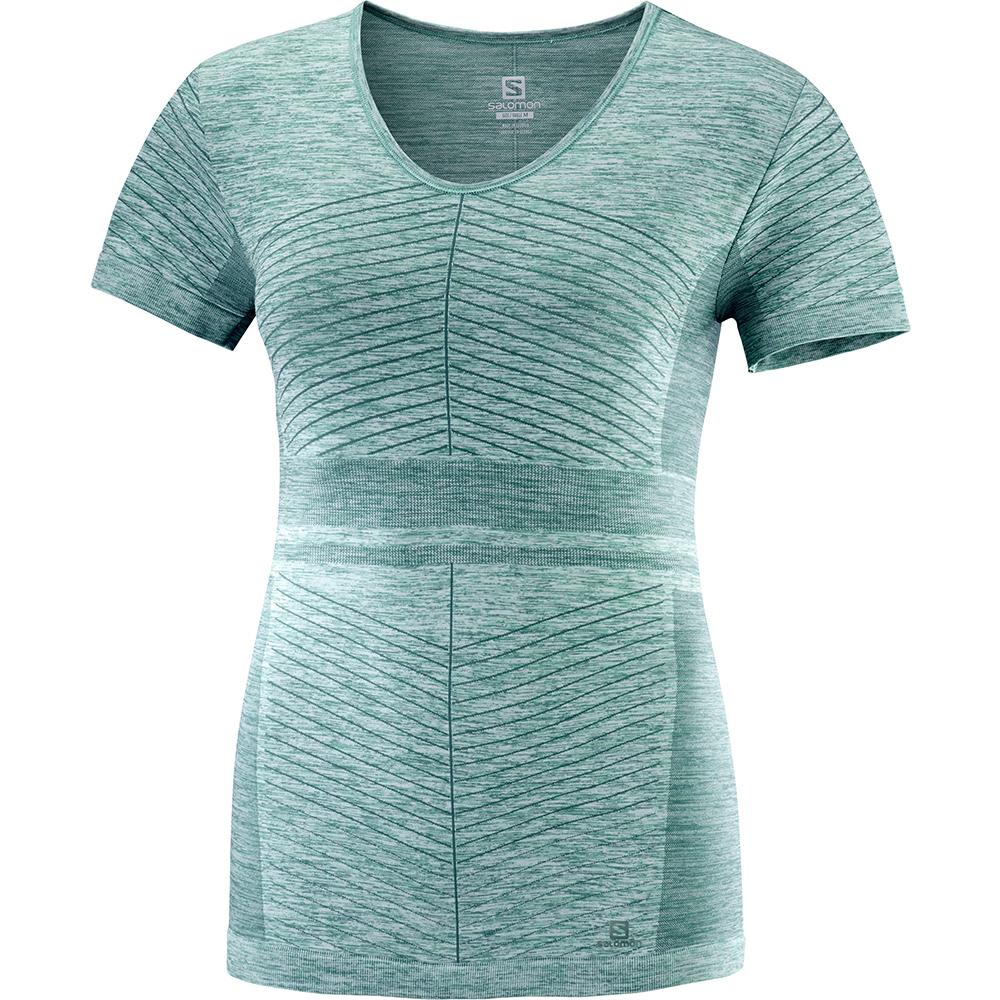 Camisetas Salomon Mujer Verde - Salomon Argentina ELEVATE MOVE'ON SS W,805396-IVD